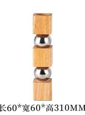 轻奢现代金属圆球花器民宿酒店样板房会议室书房实木花瓶摆件饰品