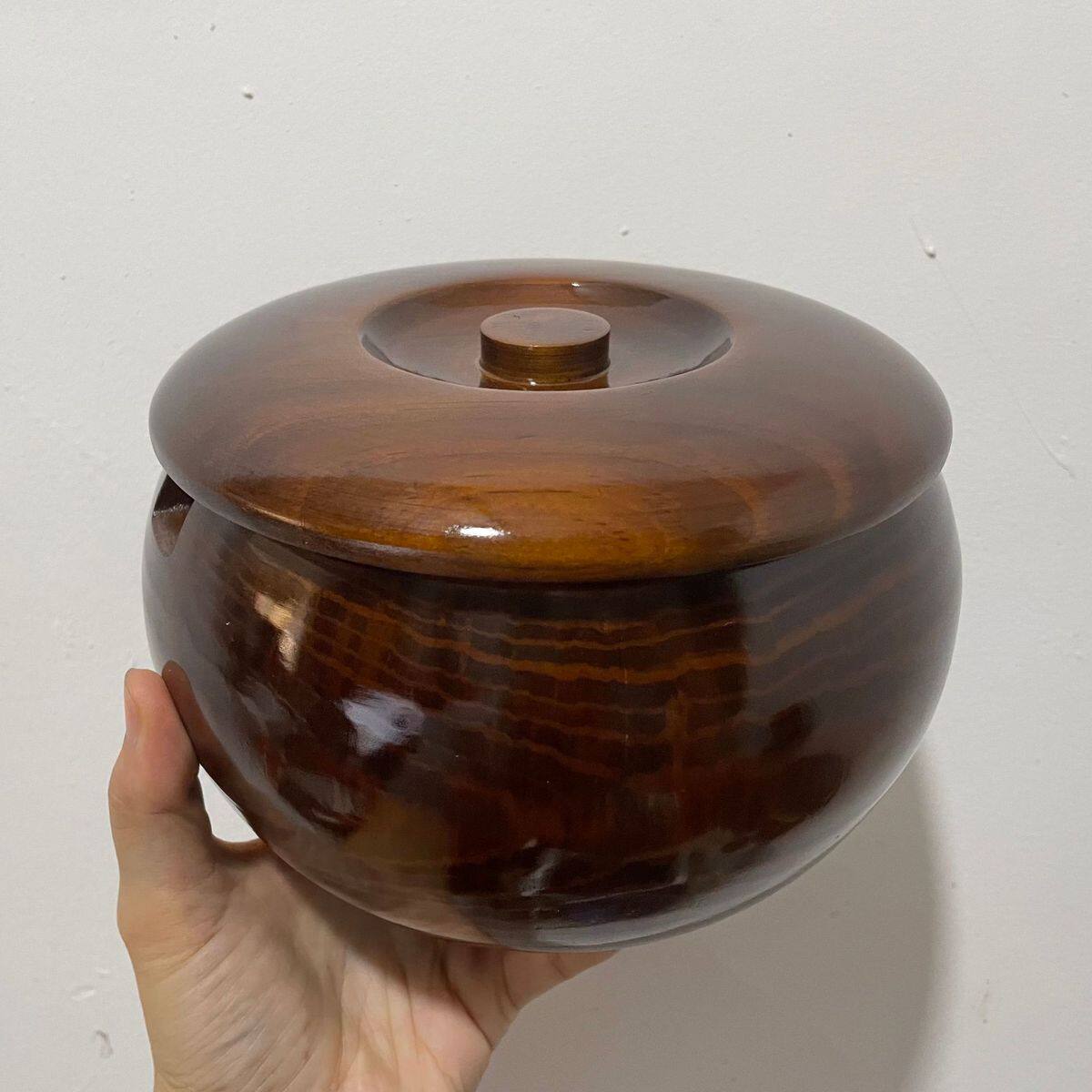 厂家直供大日韩泡面碗整木挖制带盖实木木碗防烫圆形沙拉碗现货