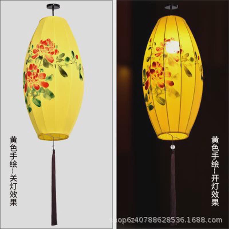 中式仿古灯笼发光手绘国画宫灯酒店景区灯具古典中国风吊灯笼挂饰