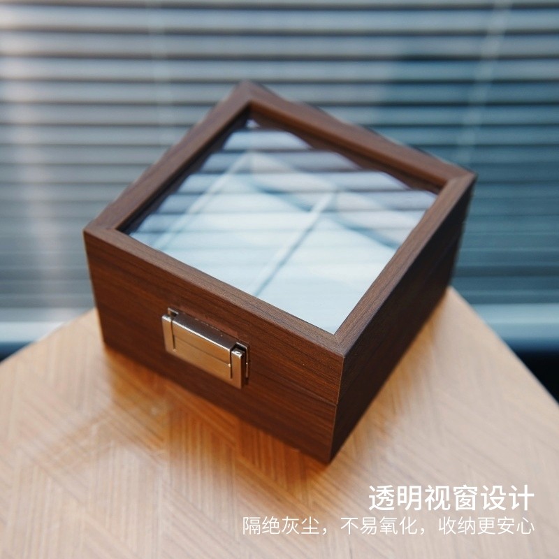 手表收纳盒2位 黑胡桃木纹高档木质表盒机械腕表展示收藏轻奢时尚