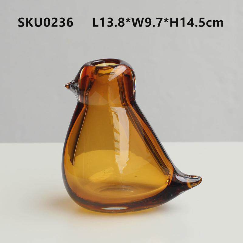 简约小摆件小鸟琉璃花瓶北欧创意水培插花客厅装饰迷你轻奢摆件