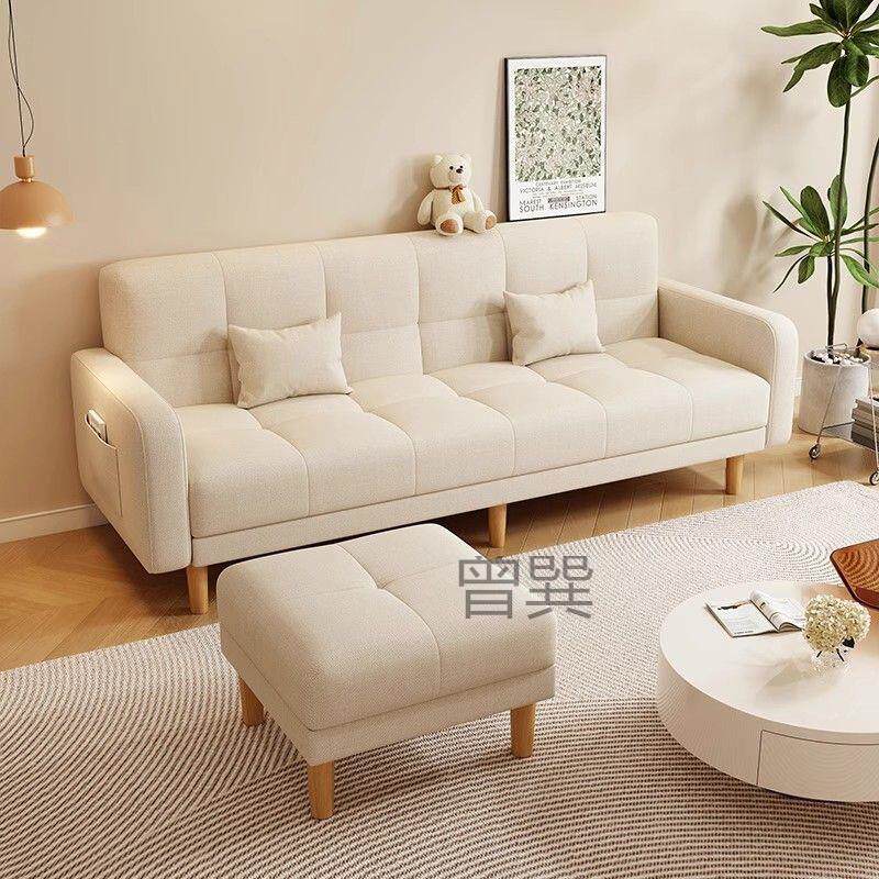 zx4单人沙发现代简约客厅轻奢布艺懒人直排小沙发床小户型双人出