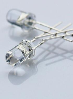 5mm圆头超高亮白色led直长脚插发光二极管5mm透明白色灯珠