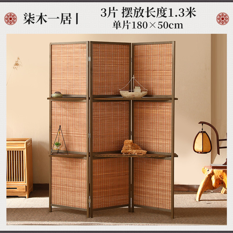 实木屏风隔断新中式折屏做旧室内玄关摆件置物架折叠客厅遮挡移动