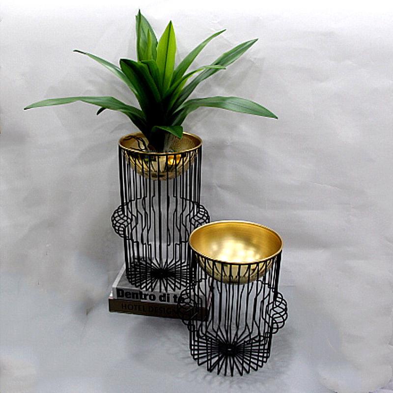 铁笼花架现代欧式台面茶几酒店板房会所别墅摆件家居客厅书房落地