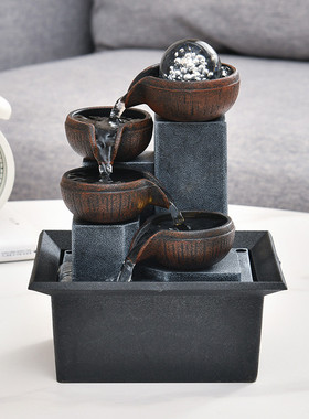 小型流水喷泉客厅招财风水轮桌面循环水装饰办公室生财风水球摆件