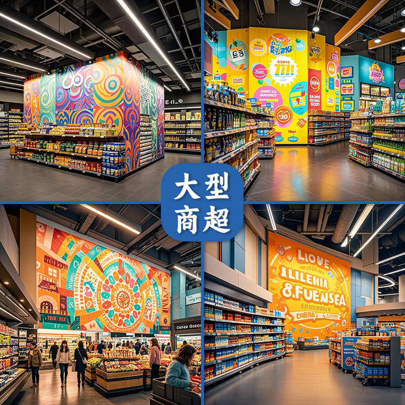 工装壁画墙纸定制来图定制喷绘背景定制立体墙布烧烤无缝壁布订做
