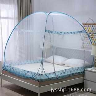 蚊帐钢丝蒙古包双开门有底帐篷2米1.8m1.5夏季 免安装 防蚊床上家用
