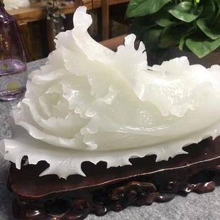 阿富汗玉白菜摆件工艺品巴玉白菜如意家居冰种大摆件