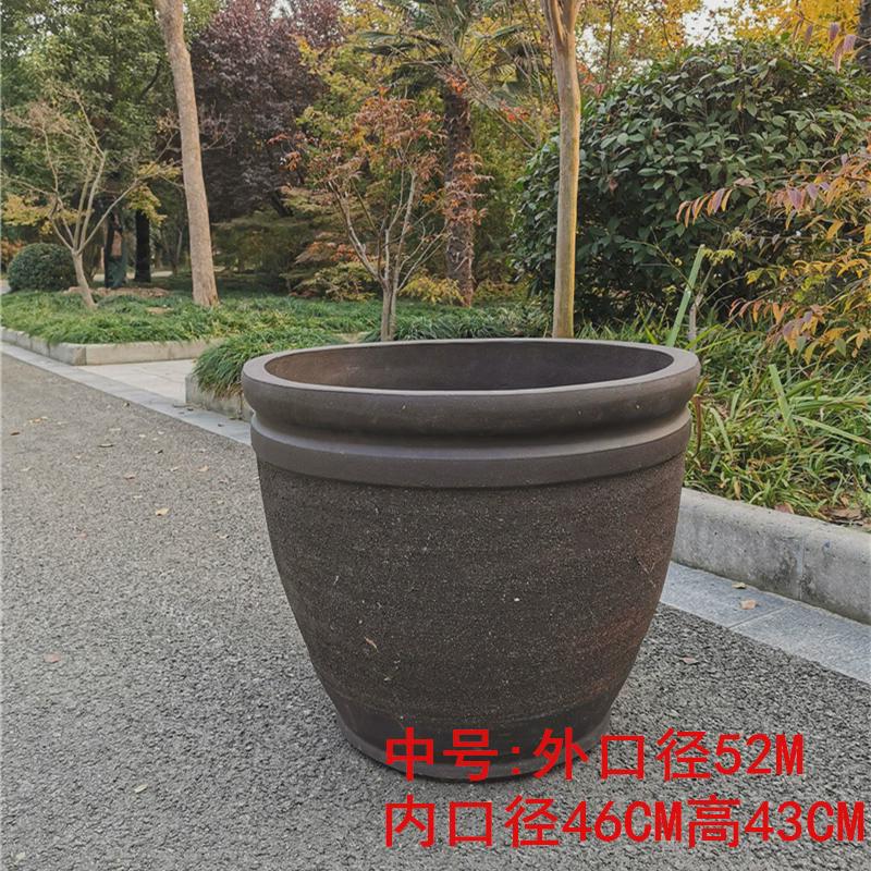 田园庭院特大号素面粗砂陶土盆落地陶罐粗陶花盆组合陶瓷