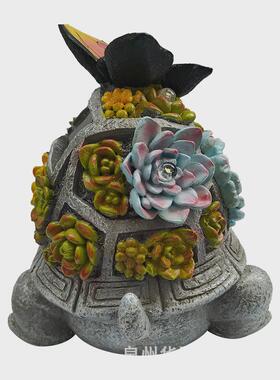 仿真蝴蝶多肉乌龟雕像树脂装饰品太阳能灯动物户外庭院工艺品摆件