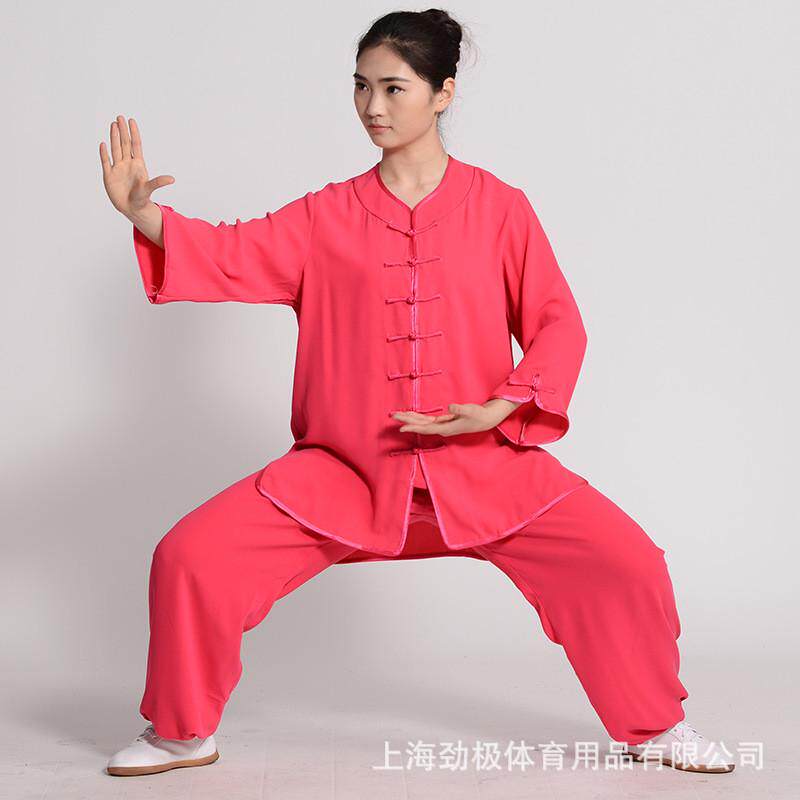 劲女士棉加丝秋冬中袖太极服极练功服花扣木兰服表演服晨练服装