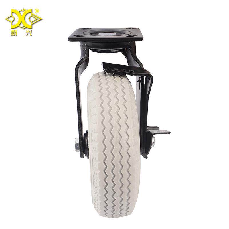 厂家直供8寸pu轮带发泡刹车脚轮聚氨酯轮酒店服务车行李车万向轮