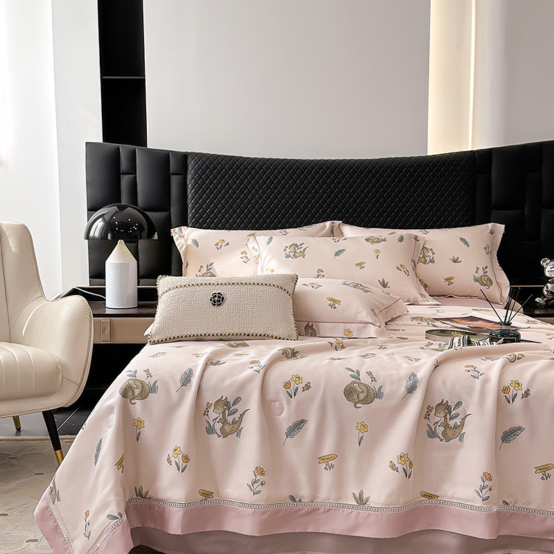 2024新款50天莱赛尔银萃单件印花镂空款夏凉被双人空调薄被天丝