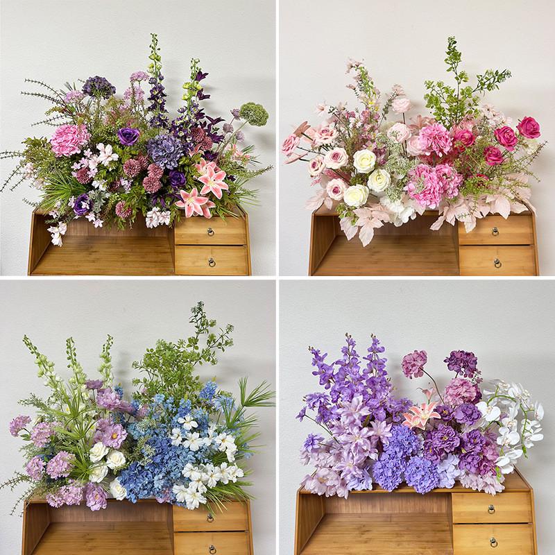 婚庆地排花假花成品装饰T台路引花森系婚礼场景布置地排花背景花