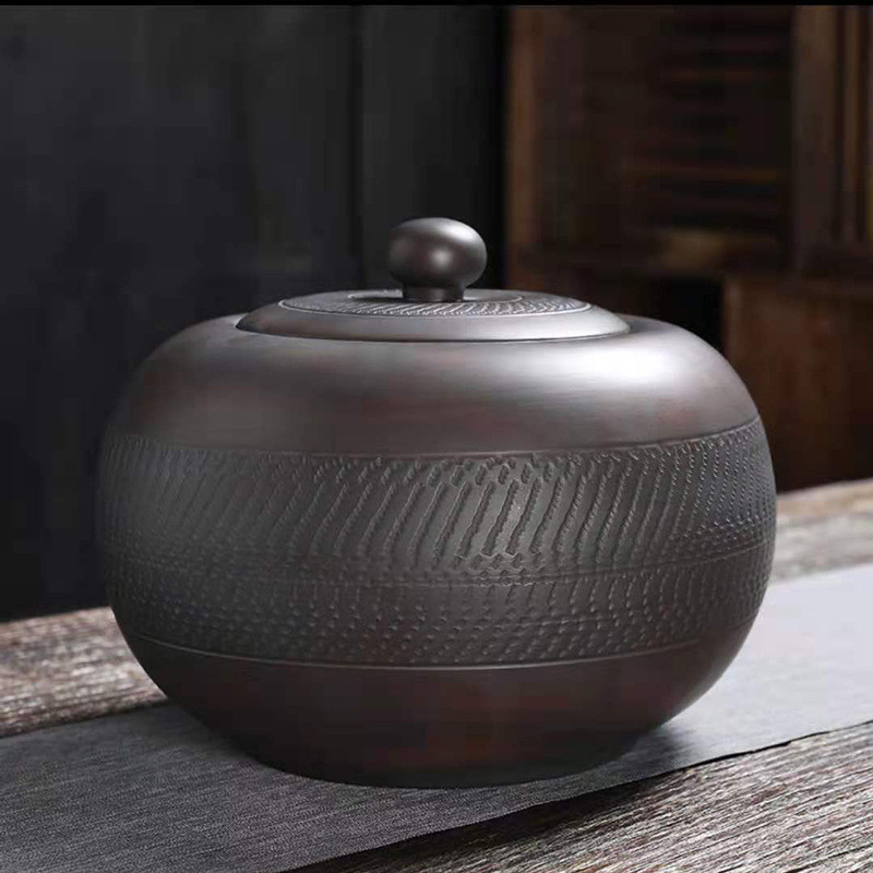 建水紫陶茶叶罐陶瓷储茶罐大号茶醒紫砂泥普洱罐储物罐仓茶罐批发