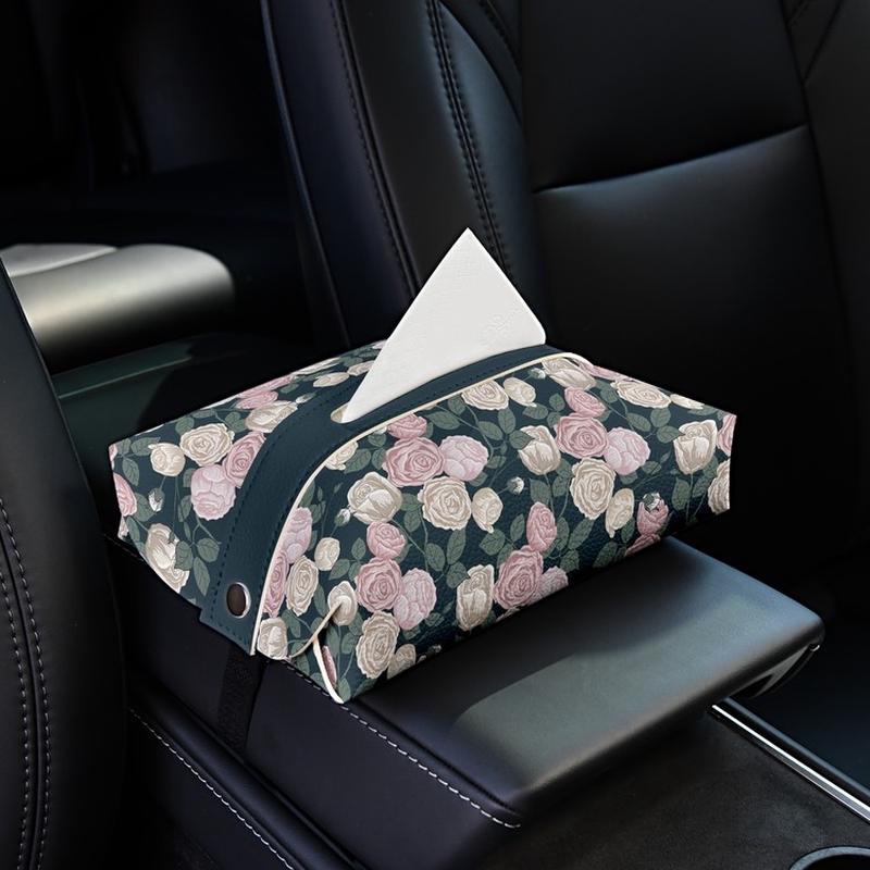 新古典花卉车载纸巾盒汽车创意椅背纸巾包车内扶手箱多功能抽纸盒
