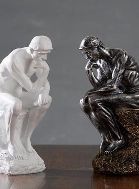 创意人物雕塑思考者沉思者摆件客厅书房样板房办公室装饰品小摆设