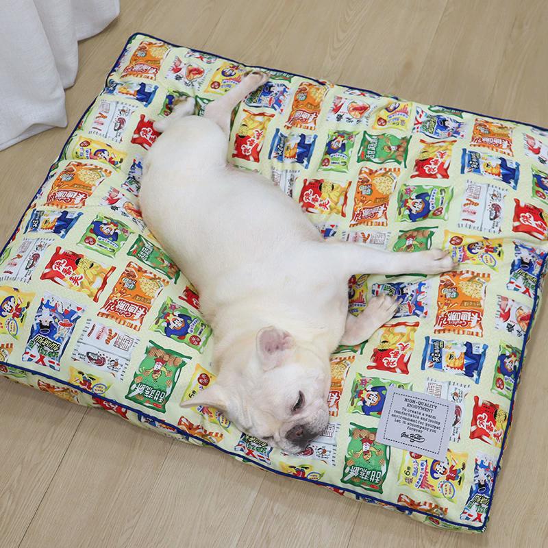 四季狗窝帆布可拆洗耐磨耐咬夏季猫窝宠物用品网红款棉卡通狗垫子