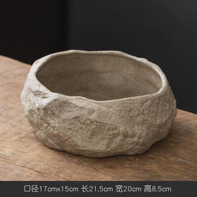 仿石头水培器皿长方形陶瓷花盆养铜钱草碗莲睡莲盆缸盆栽盆景盆子