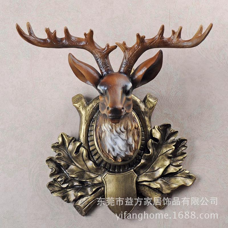 仿真餐厅壁饰挂件欧式工艺品装饰壁挂家居酒吧客鹿头动物墙饰