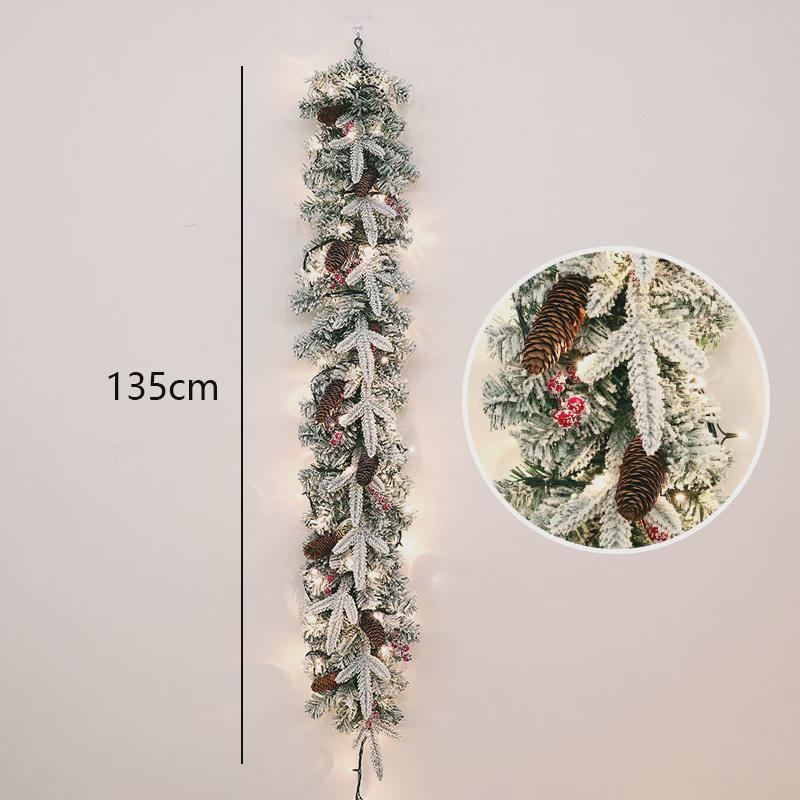 圣诞藤条pe松果松针植绒诺贝吊挂塑料叶子树叶松装饰品栏杆扶手橱