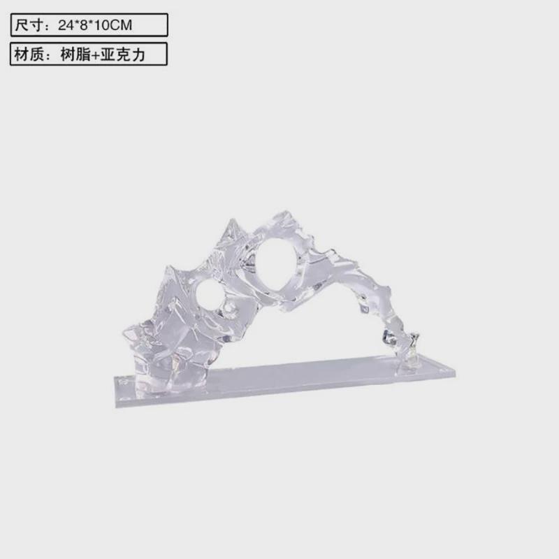 美豹新中式透明树脂抽样板型摆件轻奢工艺品书档书立象山软装饰品