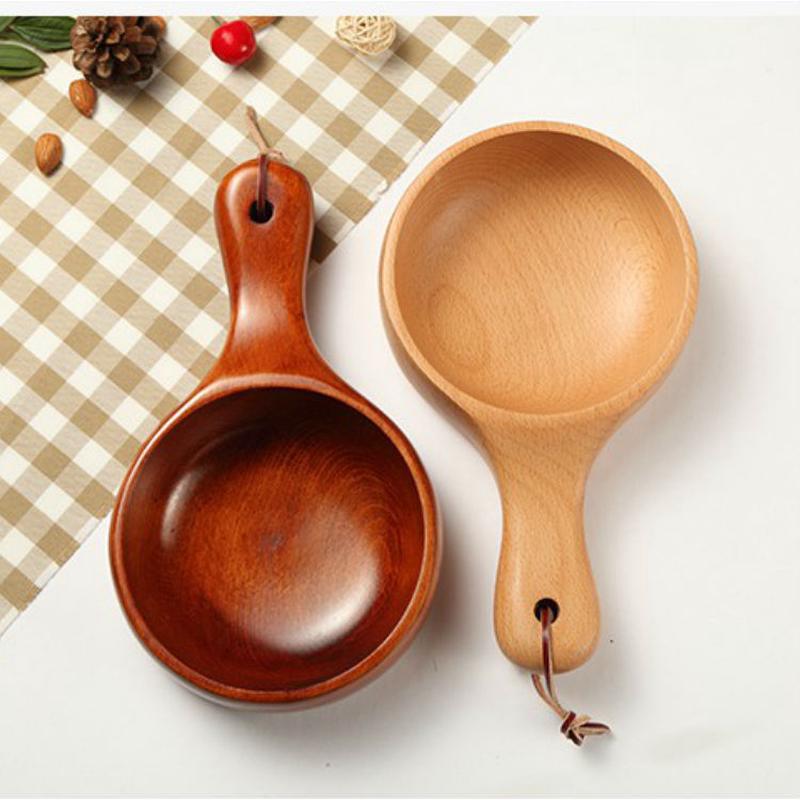 单柄韩式泡菜木碗沙拉碗日式杂货木质餐具面碗整木碗