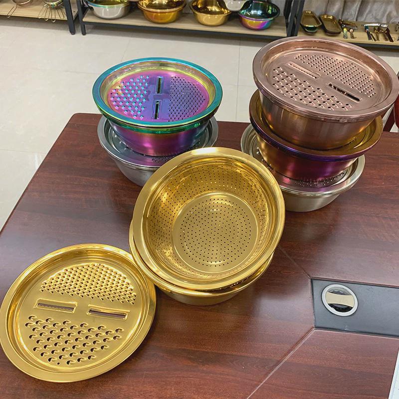 家用多功能刨厨房盆不锈钢丝蔬菜沥水篮淘米盆擦丝切片器三件套
