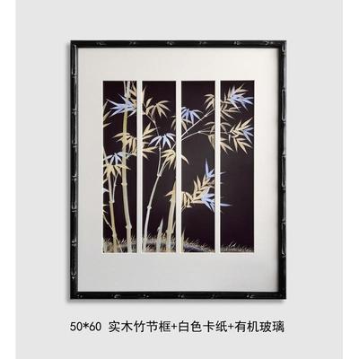 窗棂竹影实木卡纸高级新中式轻奢创意装饰背景玄关卧室客厅挂画