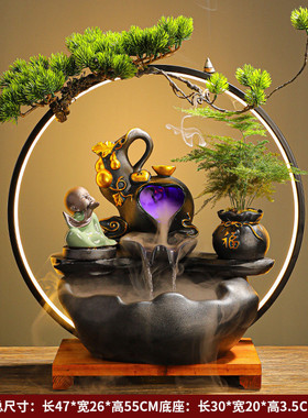 开业礼品摆件招财创意客厅玄关办公室加湿器装饰乔迁新居流水喷泉