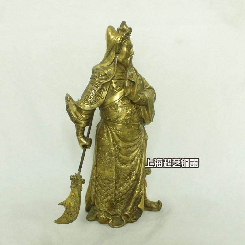 铜立铜关公摆件刀特大铜像金属工艺品公司礼品武财神