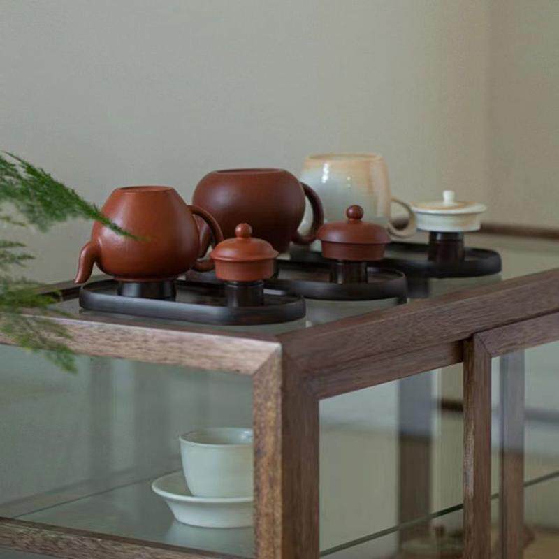 黑檀实木晾壶架实木盖置茶壶架托壶盖紫砂壶沥水架收纳架茶道配件