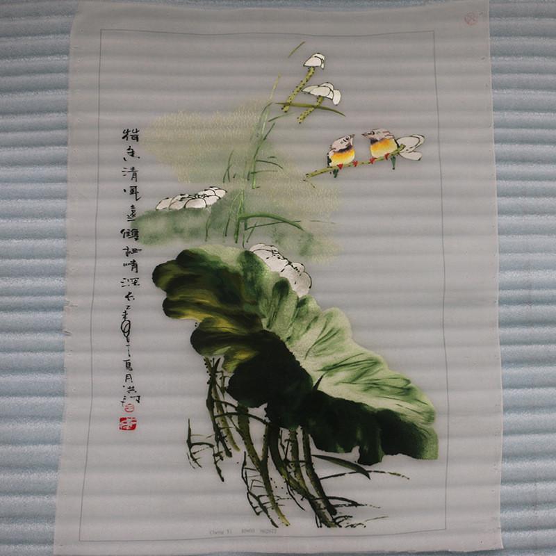 苏州传承刺绣绣片客厅书房办公室装饰画手工苏绣花卉未装裱绣片图片