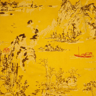 新中式山水提花面料高精密人家实木家具抱枕坐垫棕垫沙发垫布料