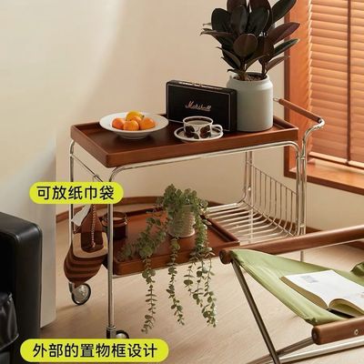 简约可移动茶水小推车实木茶几沙发边几角几客厅餐边柜餐车置物架