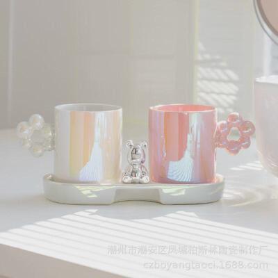 陶瓷ins风漱口杯轻奢值杯子家用一对高颜刷牙洗漱套装情侣牙缸杯