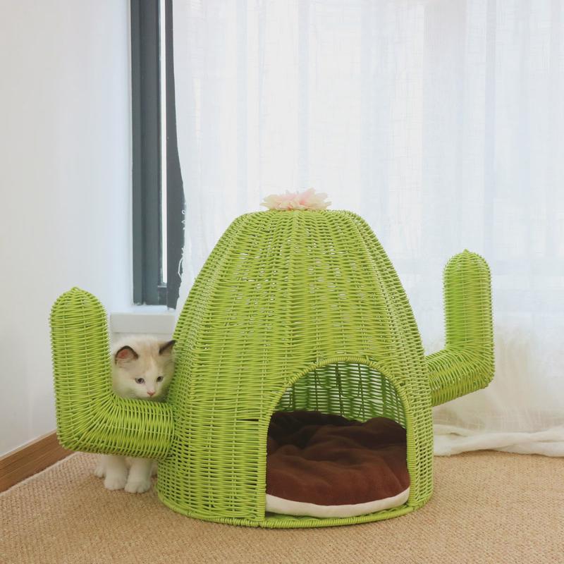 宠物用品猫窝藤编猫窝宠物用品批发草编猫窝藤条猫窝半封闭可水洗