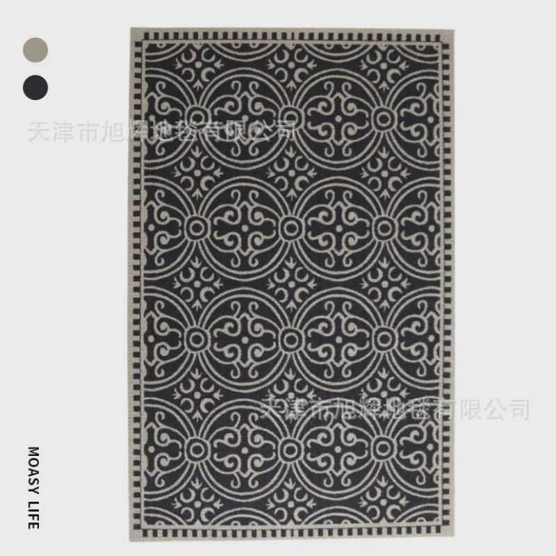 简约现代中古之家复古风地毯高级卧室客厅茶几别墅房间法式书房垫