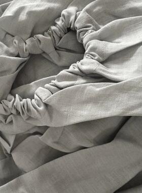 纯亚麻床笠素色水洗床垫套防滑固定棉麻床单床罩防尘保护套