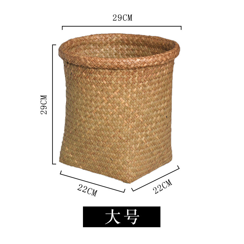 t9j5草编收纳篮收纳画轴圆形桶编织插花篮竹编桶篮藤编洗衣篮卷边