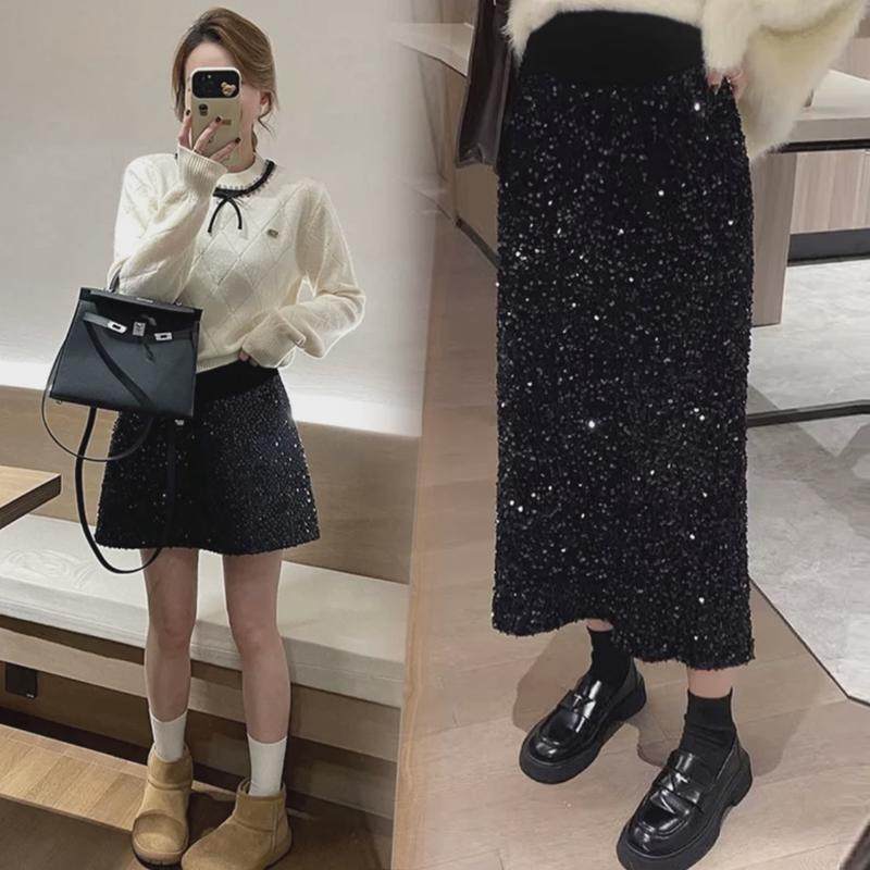 孕妇亮片春秋托腹A字显瘦珠片秋冬小个子外穿包臀裙秋,孕妇装/孕产妇用品/营养,半身裙,淘宝优惠券,粉丝福利购,淘宝优惠卷