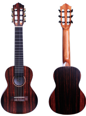 28寸吉他丽丽guitalele全黑檀木吉他尤克里里吉他六弦尼龙