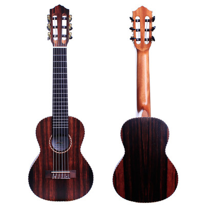 28寸吉他丽丽guitalele全黑檀木吉他尤克里里吉他六弦尼龙