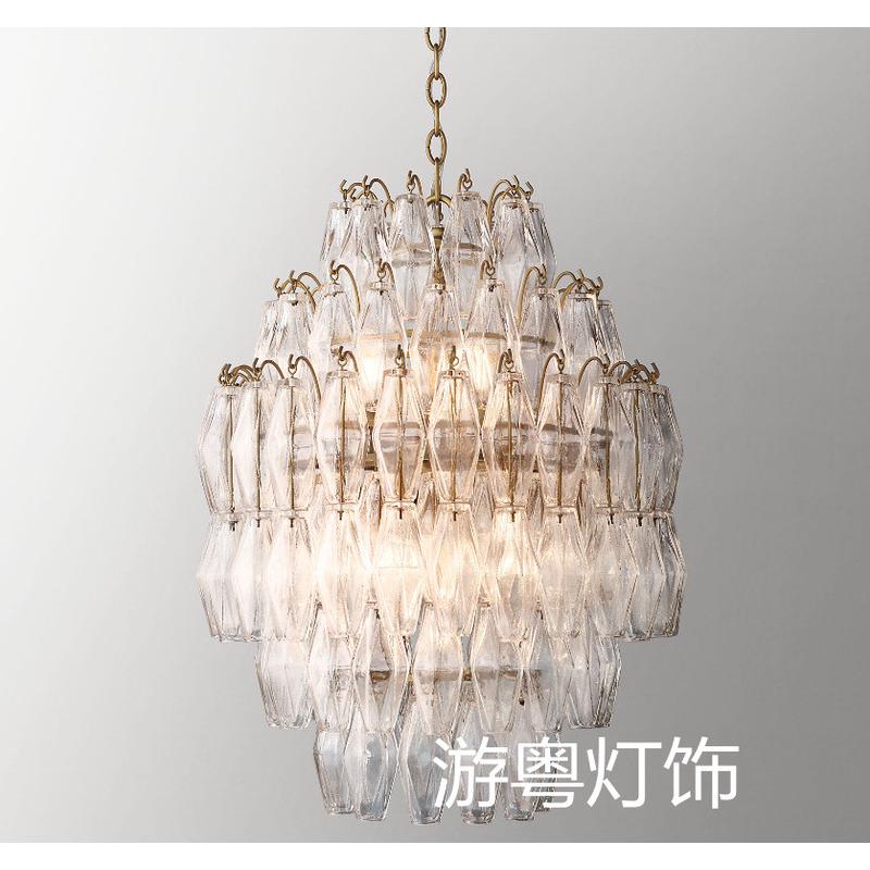 法式美式设计师粉红色儿童公主房创意轻奢灯玻璃吊灯个性卧室书房