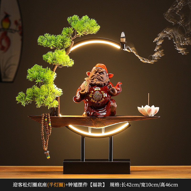 新中式钟馗陶瓷摆件灯圈倒流香创意复古工艺品新中式家用客厅玄关