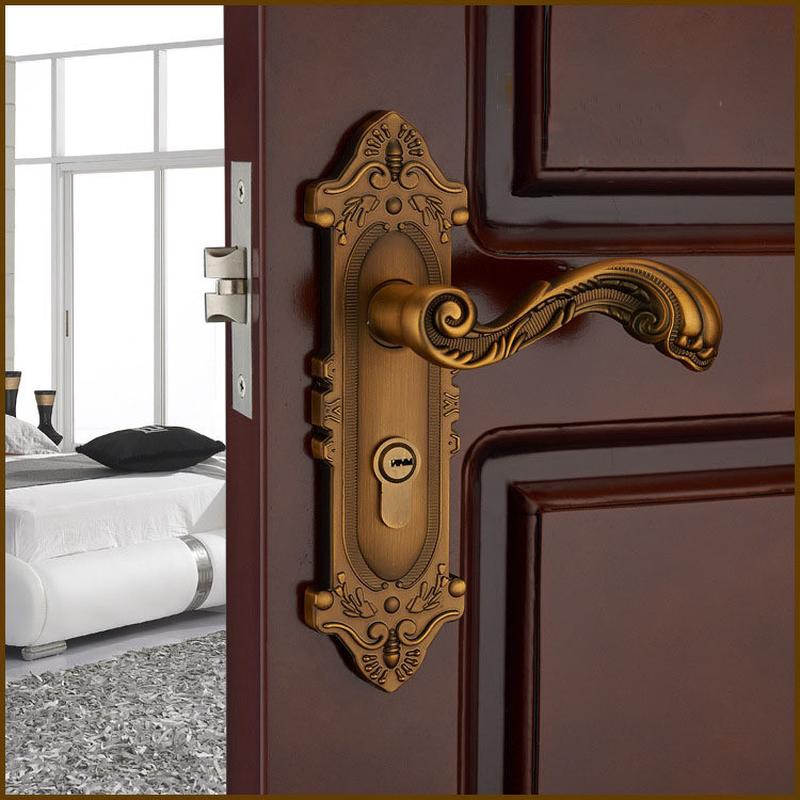 欧式静音锌合金门锁室内卧室房门锁简约门把手单锁舌锁具工程配套