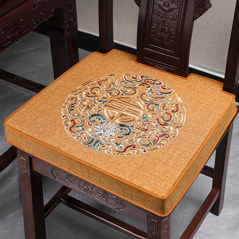 新中式椅子垫子坐垫红色结婚餐桌餐椅垫高档红木圈椅卡口座垫防滑