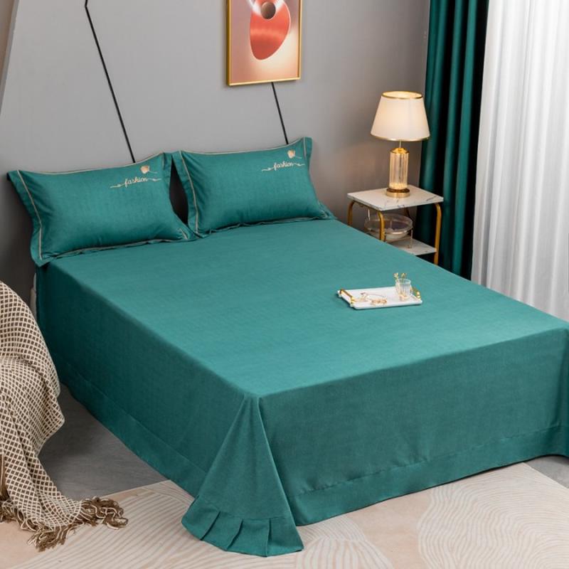 i9ek新款纹喜庆大红色床单三件套加厚纯色肌理结婚雪花棉单件被单