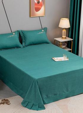 6buj新款雪花喜庆大红色床单三件套加厚纯色肌理纹结婚棉单件被单